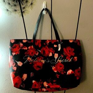 Victoria Secret Faux Leather Floral Rose Tote New With Tag Excellent Condition